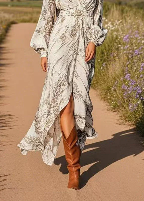Original Design Print Tunic Chiffon Maxi Dress Spring - Image 4