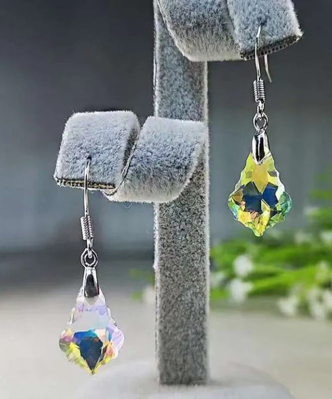 Original Design Purple Sterling Silver Crystal Drop Earrings - Image 4