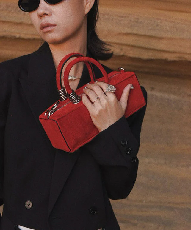 Original Design Red Calf Leather Suede Mini Bag - Image 3