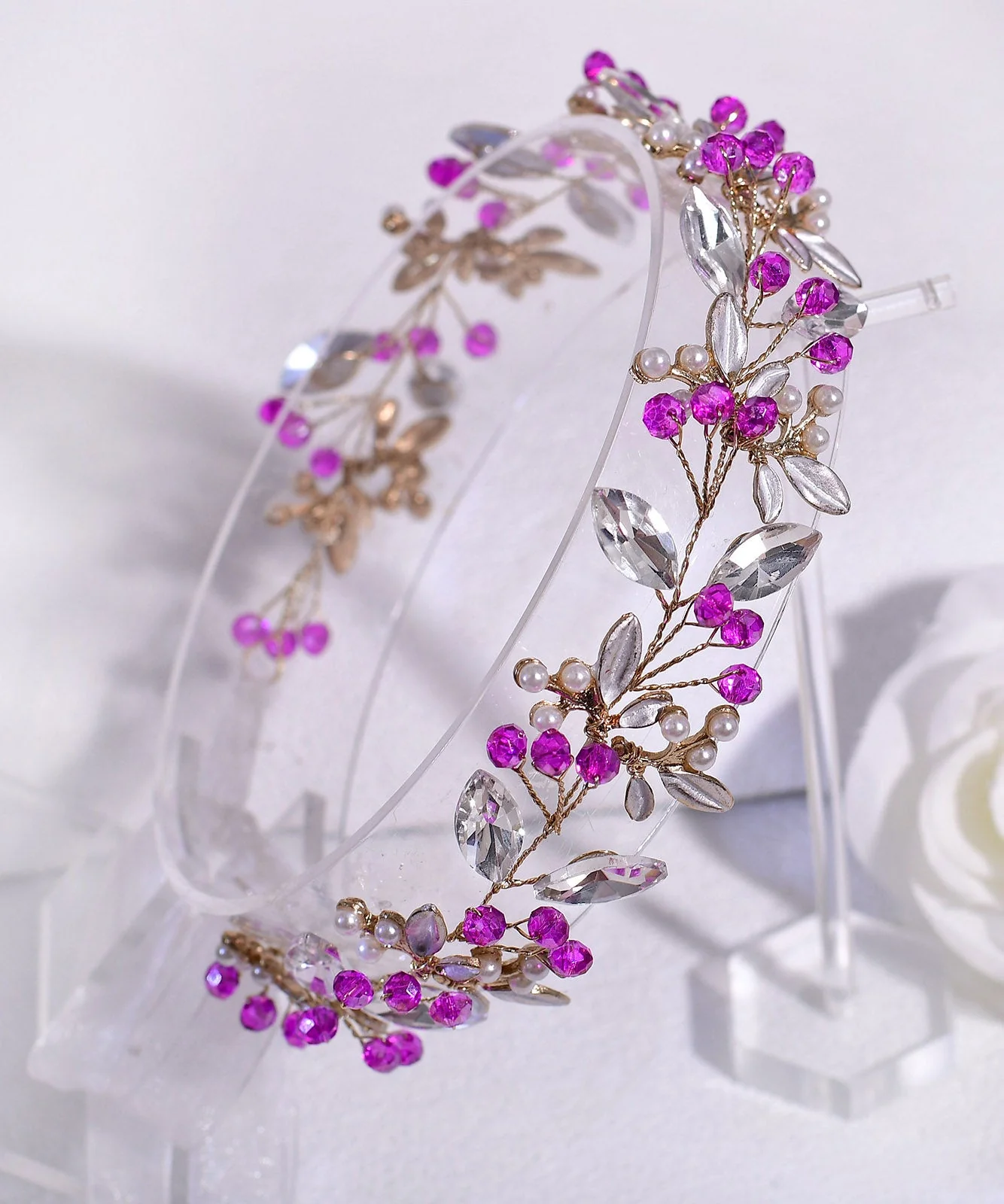 Original Design Rose Weave Zircon Flora HairPiece - Image 2