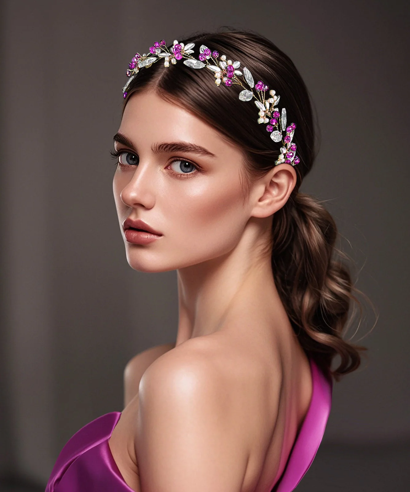 Original Design Rose Weave Zircon Flora HairPiece - Image 3