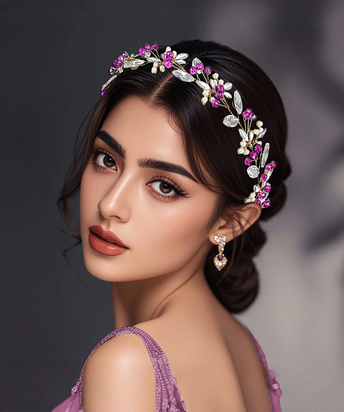 Original Design Rose Weave Zircon Flora HairPiece - Image 5