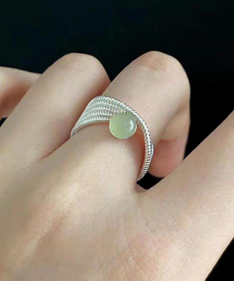 Original Design Silk Jade Line Alloy Adjustable Rings - Image 4
