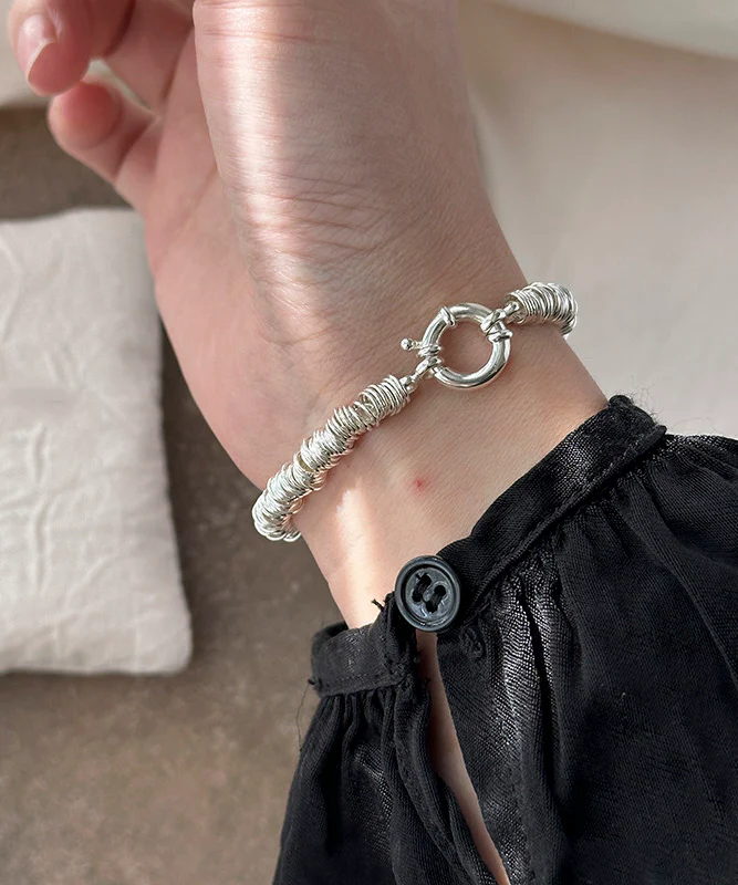 Original Design Silk Sterling Silver Circle Chain Bracelet - Image 2