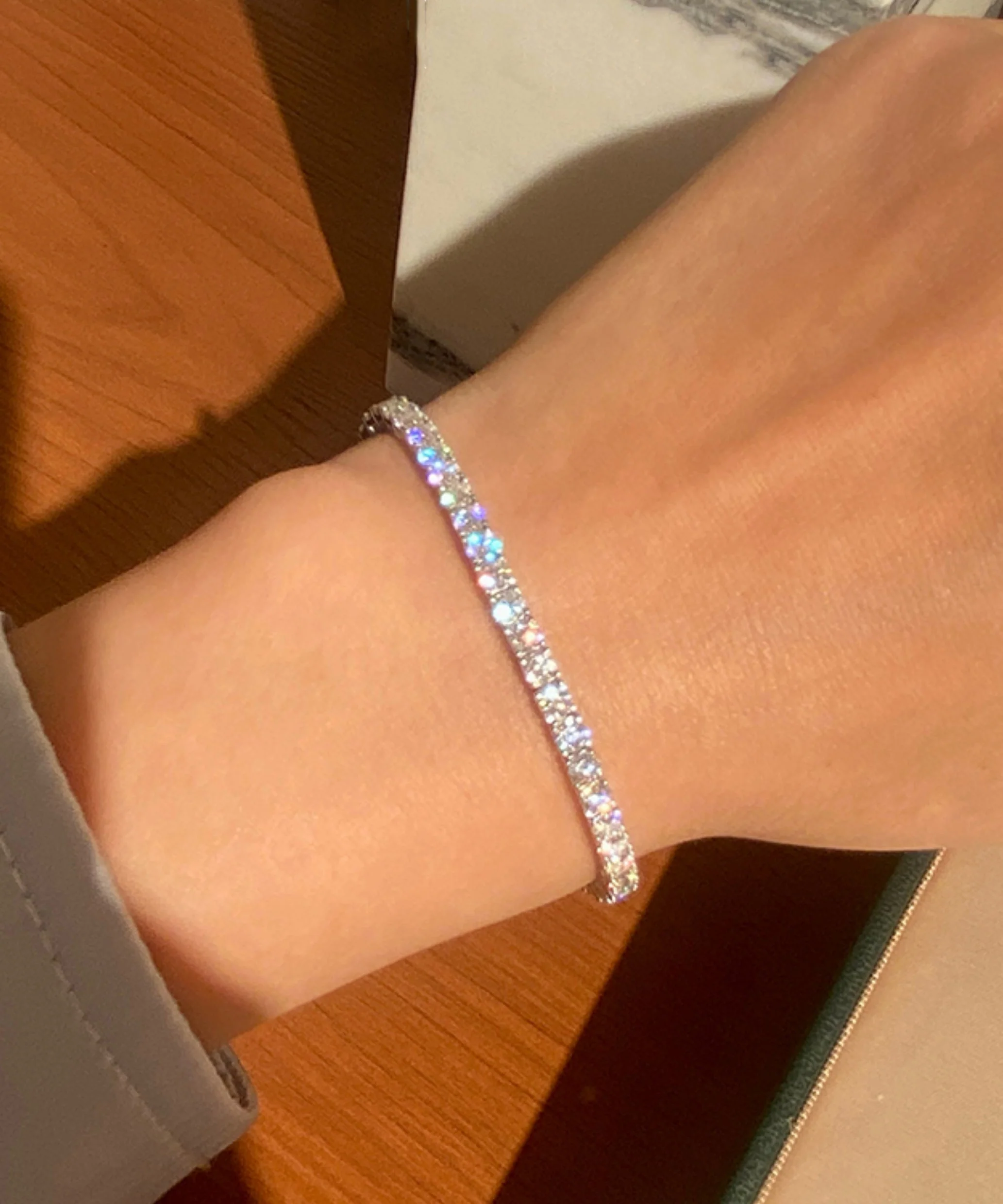 Original Design Silver Zircon Snap Silver Plated Bracelet - Image 3