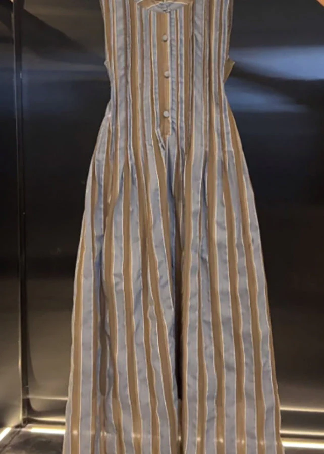 Original Design Striped High Waist Cotton Maxi Dresses Sleeveless - Image 3