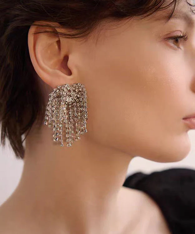 Original Design Tassel Zircon Stud Earrings - Image 3