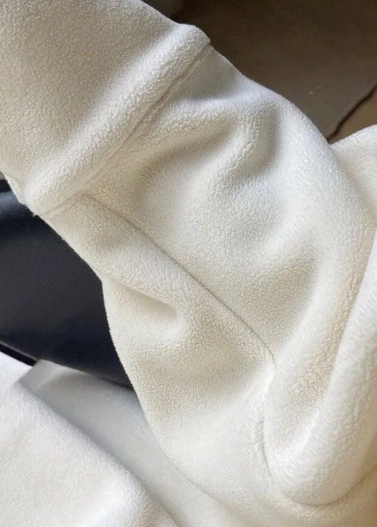 Oversized White O Neck Patchwork Faux Fur Sweatshirts Dress Fall - Image 5