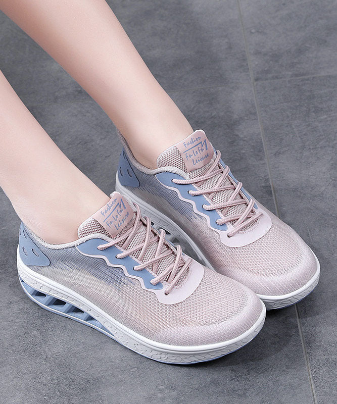 Pink Blue Platform Breathable Mesh Casual Flats Shoes Cross Strap - Image 3
