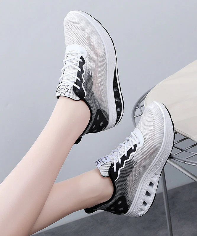 Pink Blue Platform Breathable Mesh Casual Flats Shoes Cross Strap - Image 4