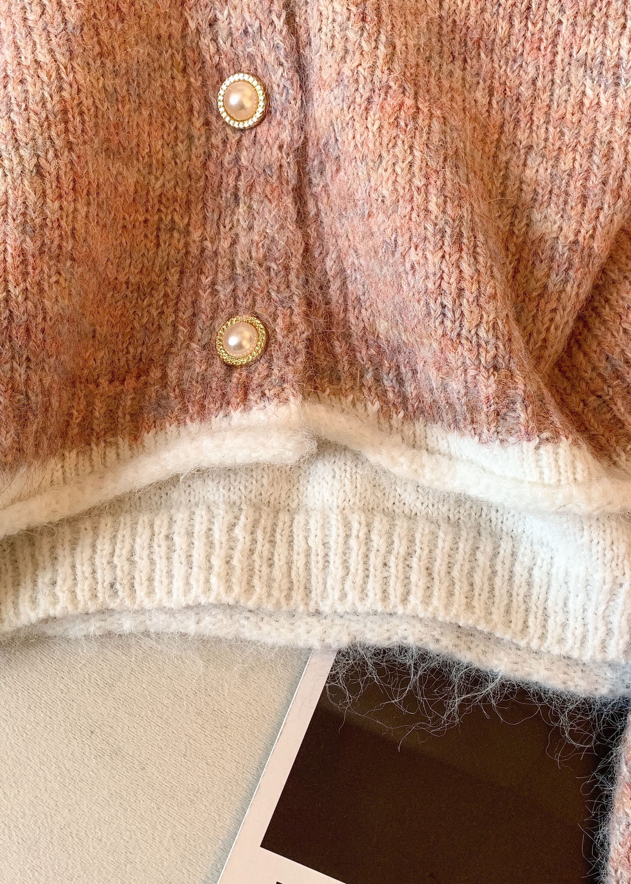 Pink False Two Pieces Patchwork Knit Sweater O-Neck - Image 4