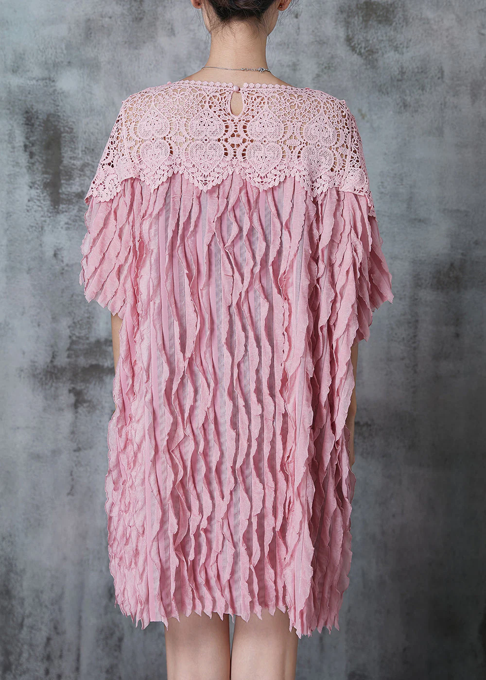 Pink Patchwork Cotton Day Dresses Oversized Summer - Image 4