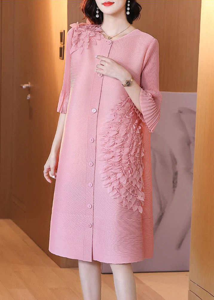 Pink Patchwork Mid Dress Oversized Nail Bead Summer - Image 2