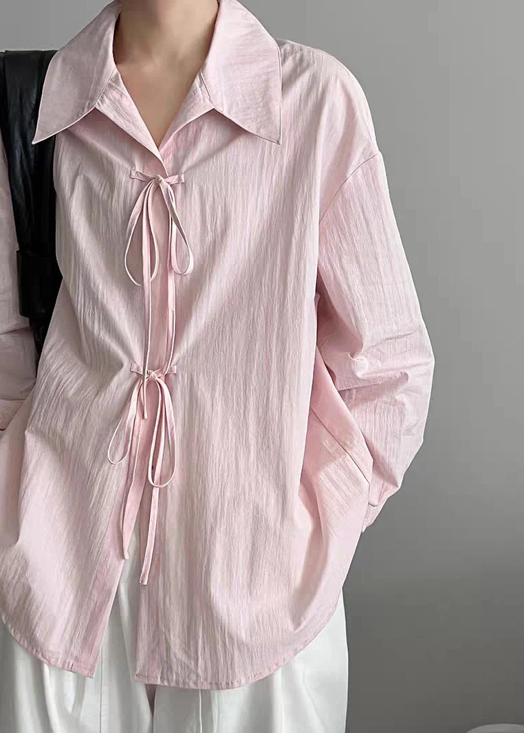 Pink Patchwork Top Peter Pan Collar Spring - Image 2