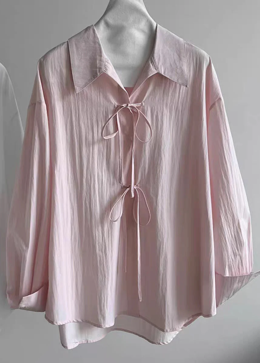Pink Patchwork Top Peter Pan Collar Spring - Image 4