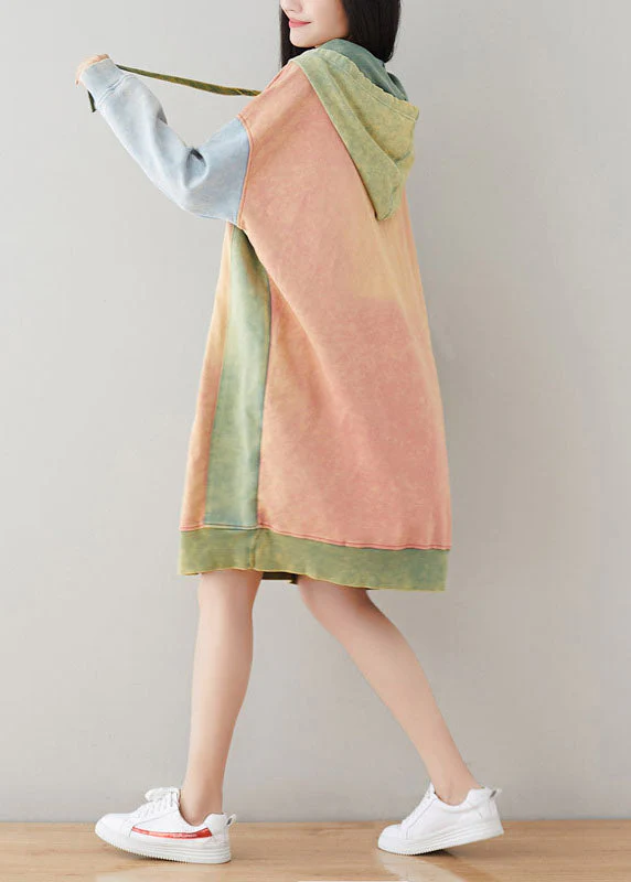 Pink Sweatshirts dresses drawstring Hooded Spring - Image 4