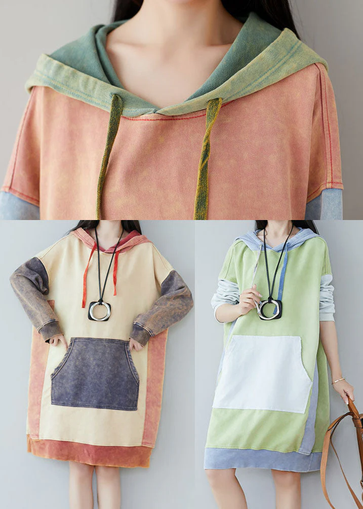 Pink Sweatshirts dresses drawstring Hooded Spring - Image 5
