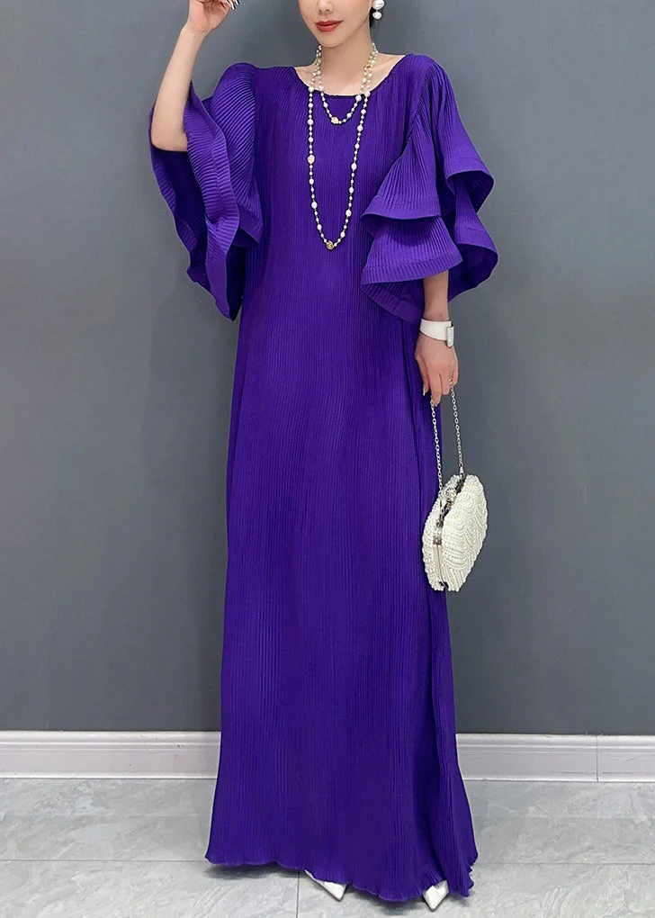 Playful Purple Ruffled Fantasy Gown Story Cotton Long Dress Summer - Image 2