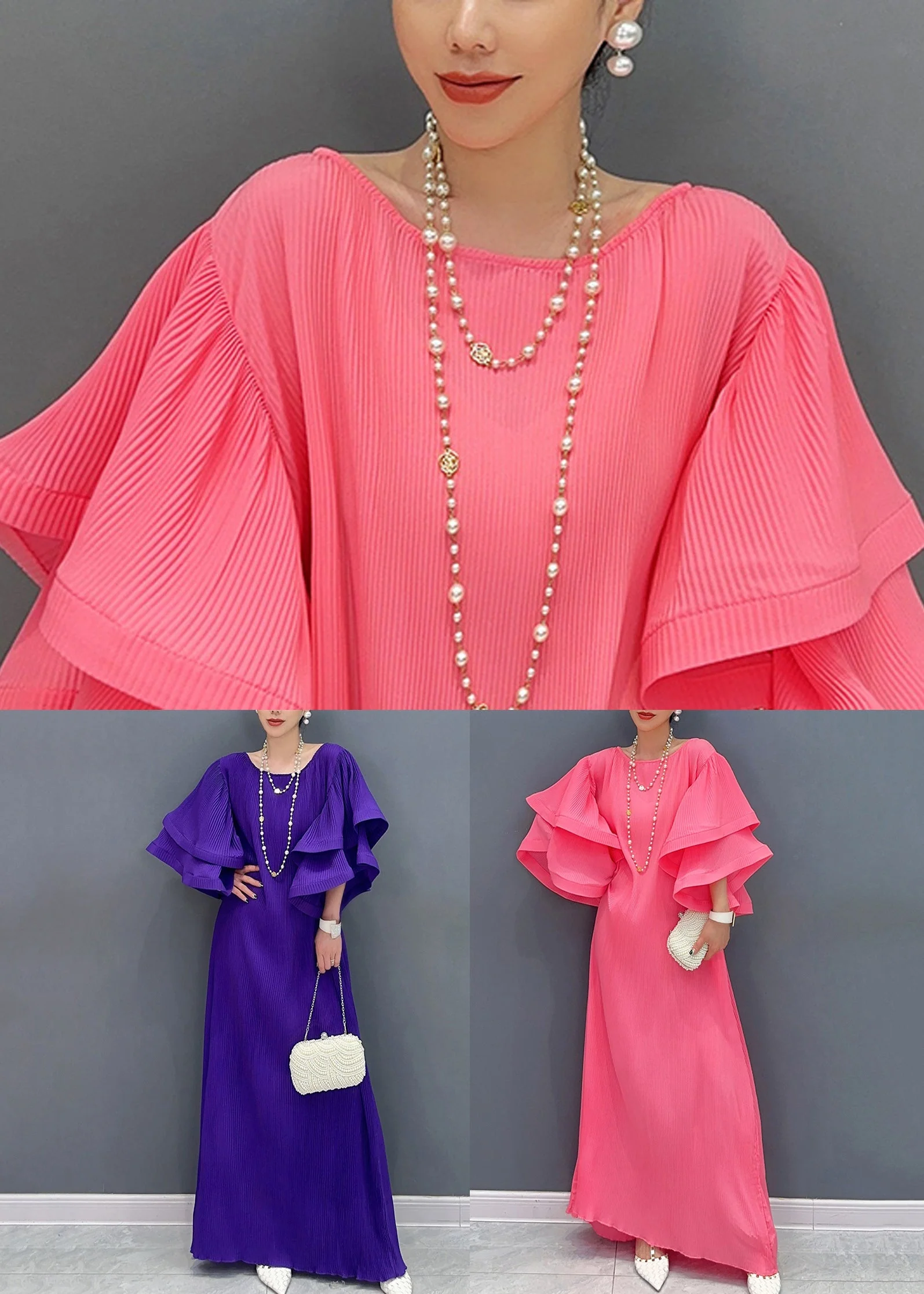 Playful Purple Ruffled Fantasy Gown Story Cotton Long Dress Summer - Image 5