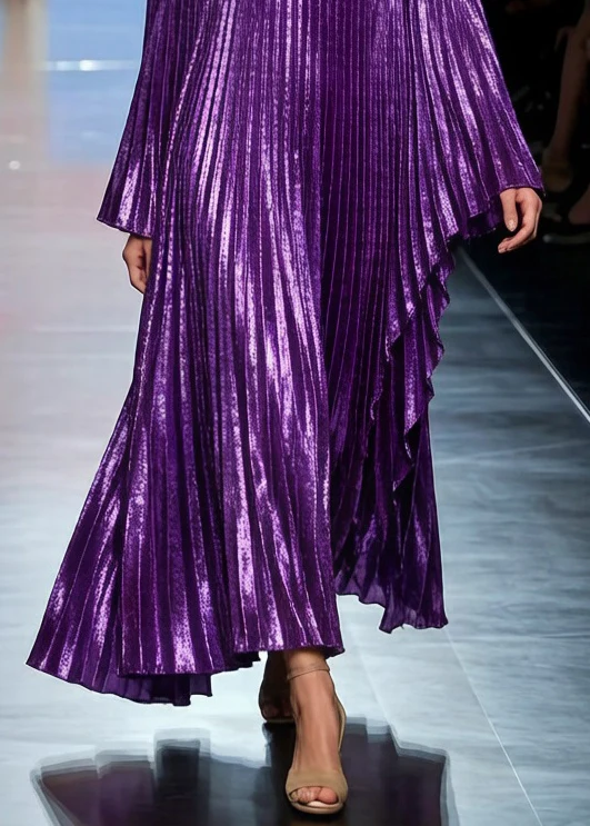 Pleated Batwing Sleeves Off-The-Shoulder Maxi Evening Dresses - Image 4