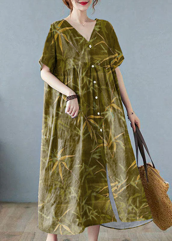 Plus Size Black flower Retro Button Summer Print Half Sleeve Maxi Dress - Image 8