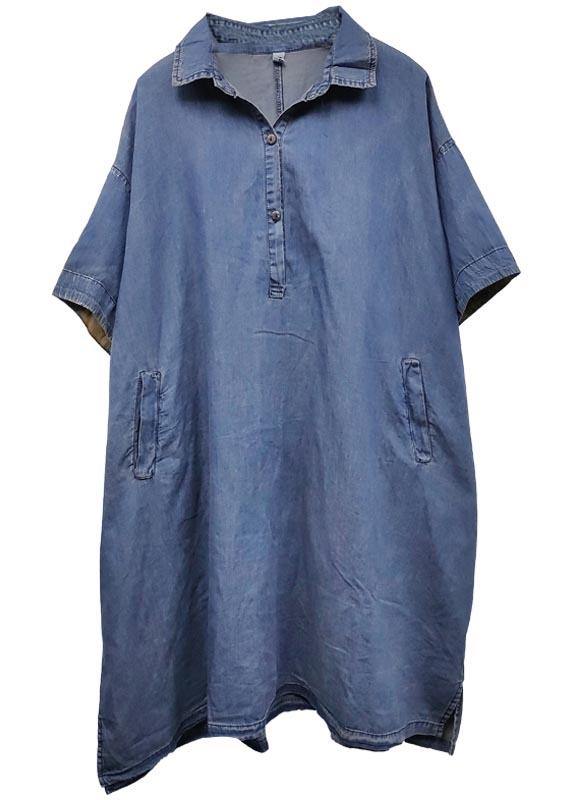 Plus Size Black Grey Turn-down Collar Button Summer Maxi Dresses - Image 5