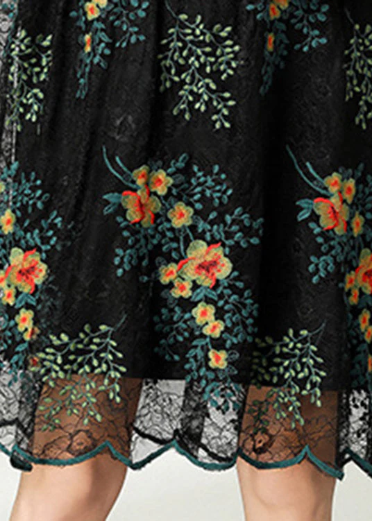 Plus Size Black Hooded Patchwork Lace Dress Spring - Image 4