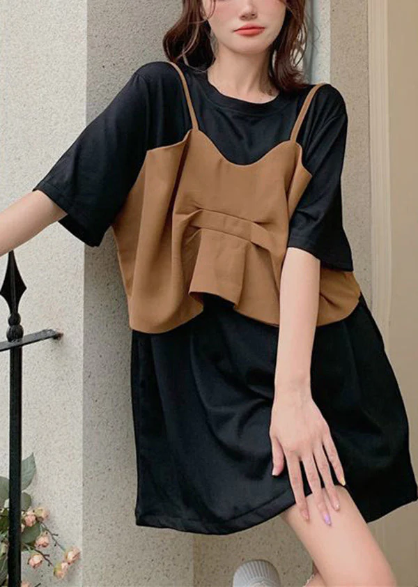 Plus Size Black Oversized Patchwork Cotton Maxi Dresses Summer - Image 2