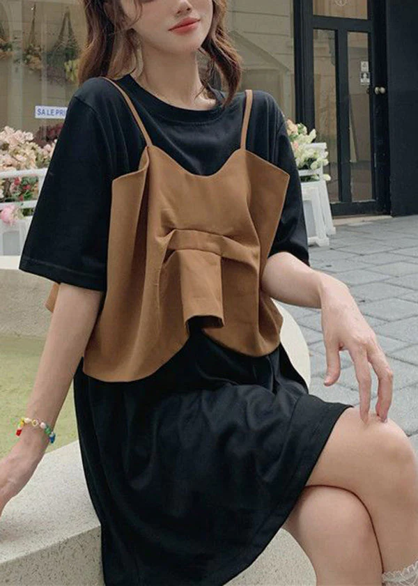 Plus Size Black Oversized Patchwork Cotton Maxi Dresses Summer - Image 3