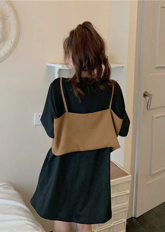 Plus Size Black Oversized Patchwork Cotton Maxi Dresses Summer - Image 4