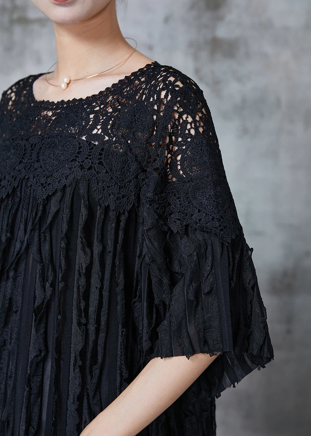 Plus Size Black Oversized Patchwork Party Dress Summer - Image 5