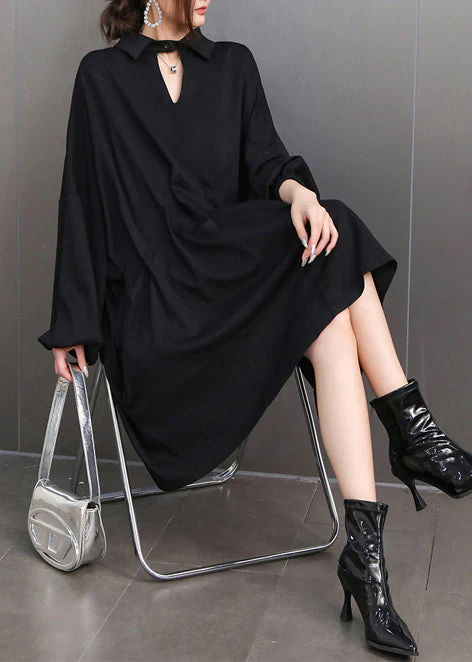 Plus Size Black Oversized Shirt Dress Summer - Image 2