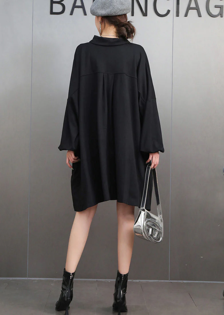 Plus Size Black Oversized Shirt Dress Summer - Image 4