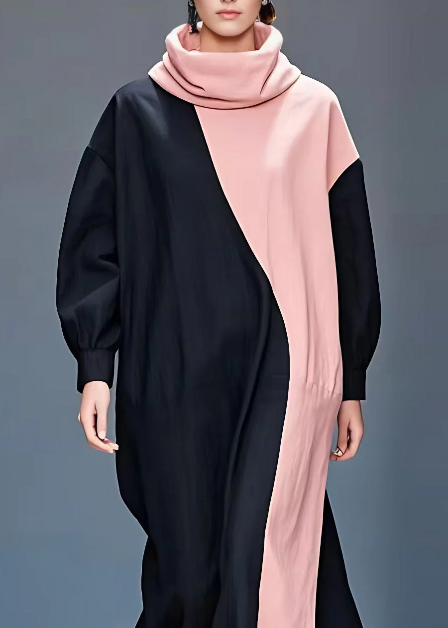 Plus Size Black Patchwork Maxi Dress Long Sleeve - Image 3