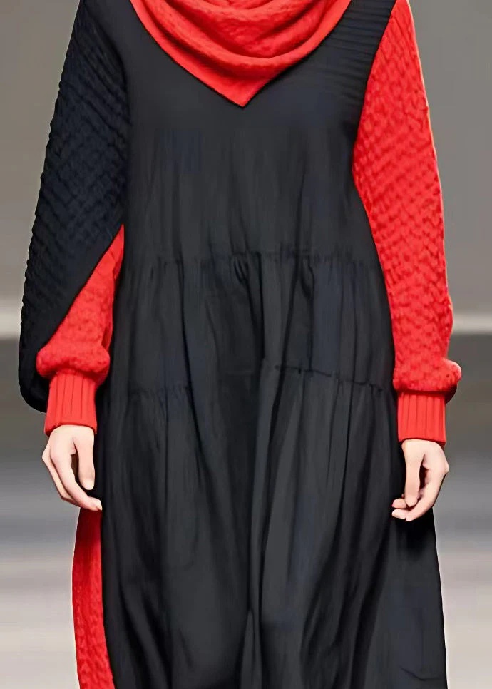 Plus Size Colorblock Patchwork Maxi Dresses Fall - Image 4