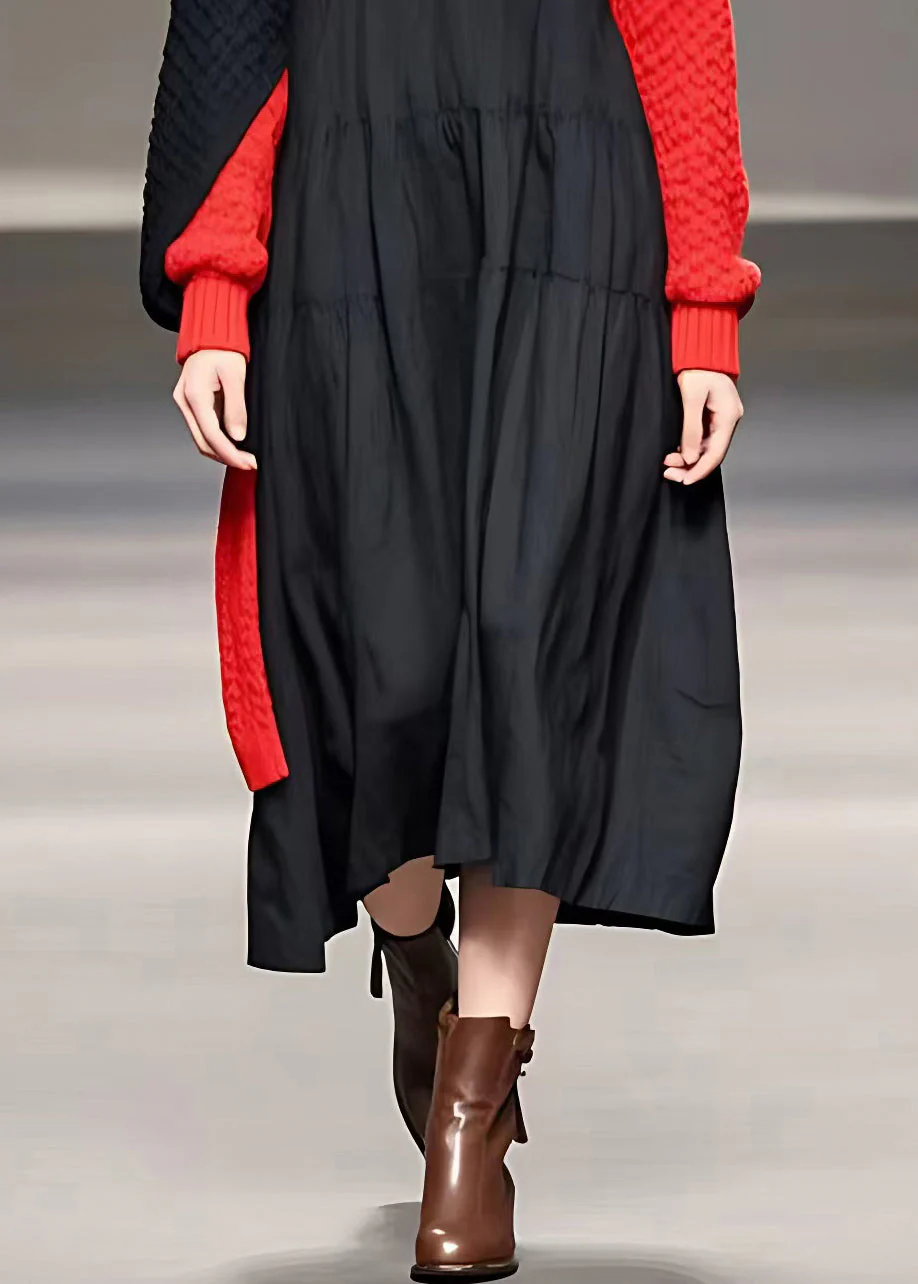 Plus Size Colorblock Patchwork Maxi Dresses Fall - Image 5