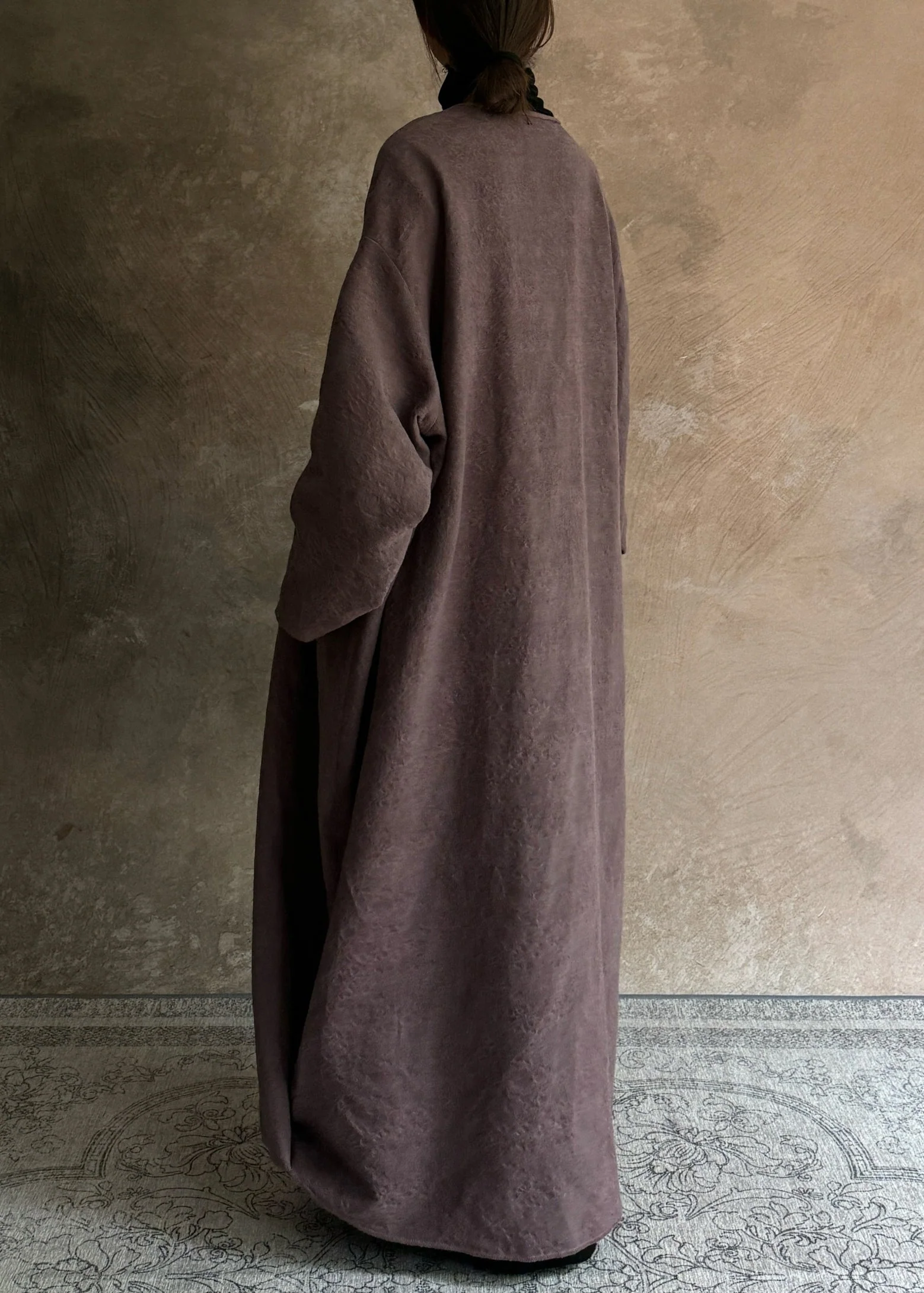 Plus Size Dark Purple Pockets Patchwork Wear On Both Sides Trench Coats Long Sleeve - Image 5
