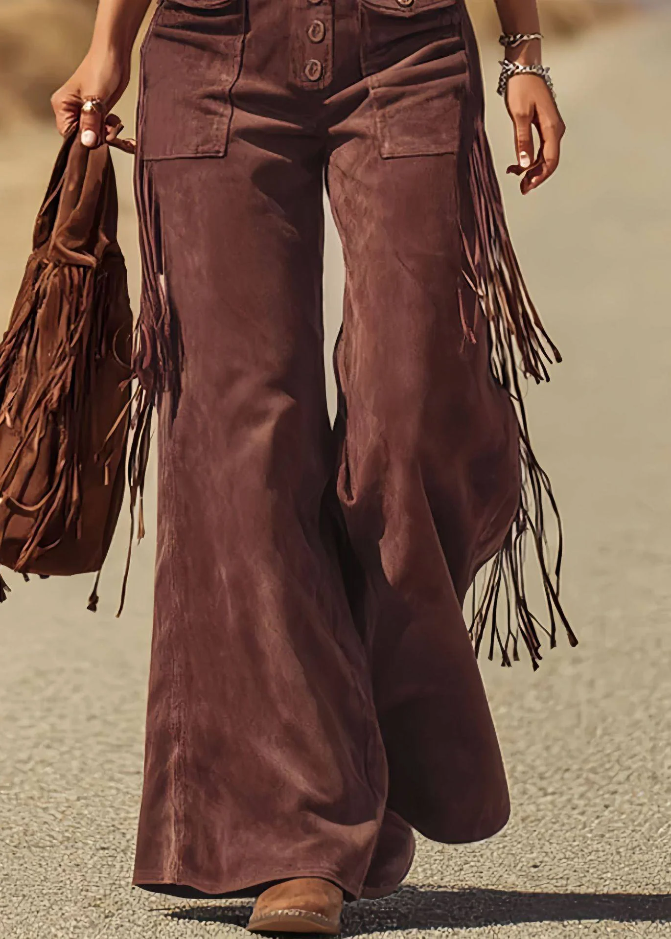 Plus Size Dark Red U Neck Faux Suede Jumpsuit Summer - Image 4