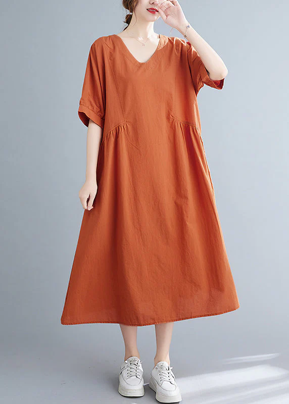 Plus Size Green V Neck Cinched pocket Dress Short Sleeve - Image 2