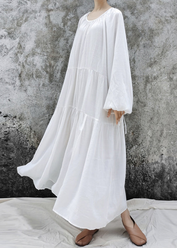 Plus Size Khaki O-Neck Patchwork Lazy Long Dresses Long Sleeve - Image 4