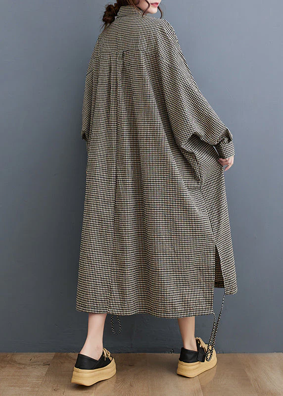Plus Size Peter Pan Collar Plaid Cotton Shirts Dress Spring - Image 4