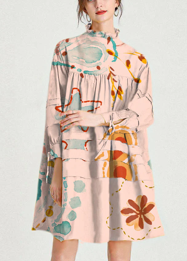 Plus Size Grey Flowers Stand Cotton Bow Spring Maxi Dresses - Image 2