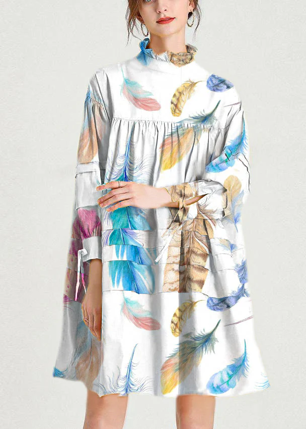 Plus Size Grey Flowers Stand Cotton Bow Spring Maxi Dresses - Image 3