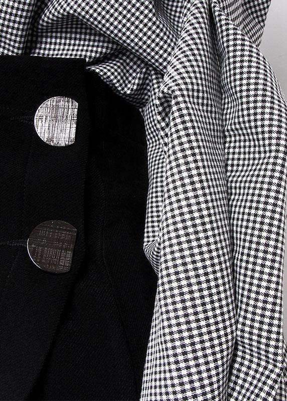 Plus Size Plaid V Neck asymmetrical designLong Sleeve Dress + Black Straight Skirt Two Pieces Set - Image 4