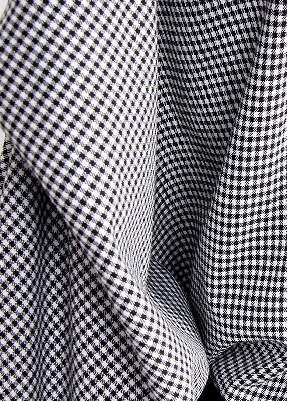 Plus Size Plaid V Neck asymmetrical designLong Sleeve Dress + Black Straight Skirt Two Pieces Set - Image 5