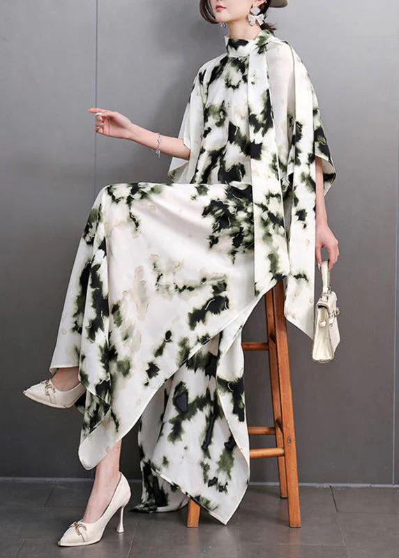 Plus Size Print Long Dresses Batwing Sleeve - Image 3
