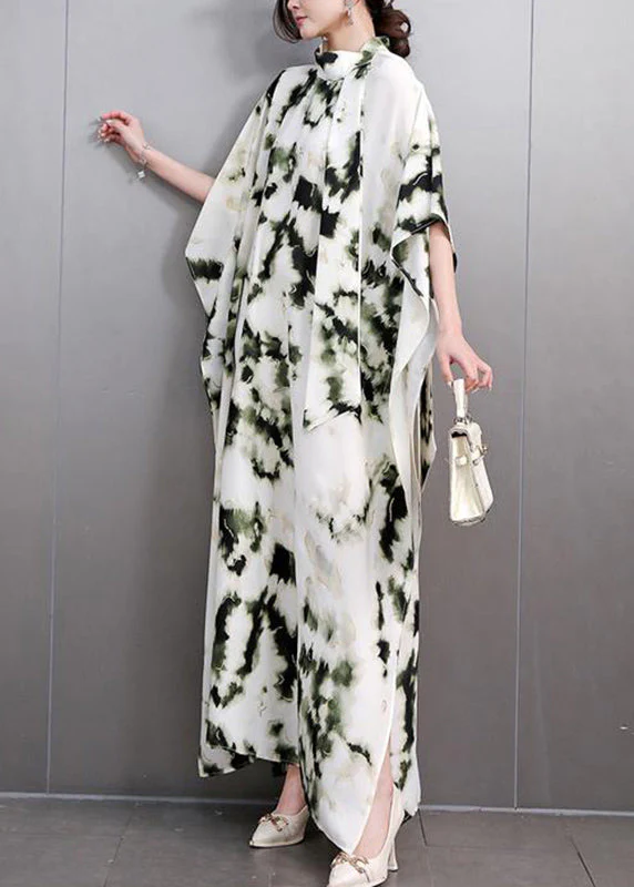 Plus Size Print Long Dresses Batwing Sleeve - Image 4