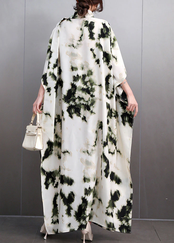 Plus Size Print Long Dresses Batwing Sleeve - Image 5