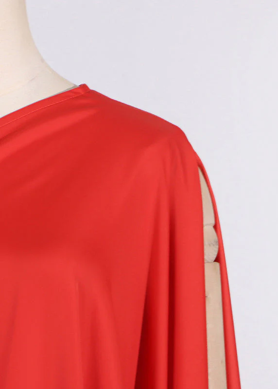 Plus Size Red One Shoulder Patchwork Maxi Dress Summer - Image 5