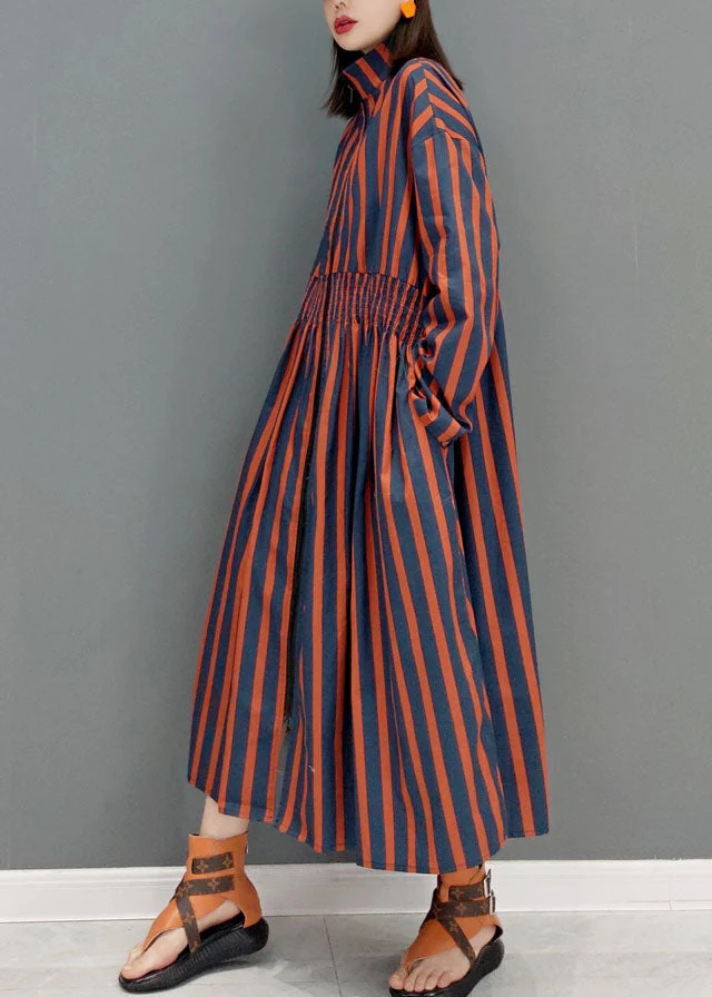 Plus size Red Zip Up Striped vacation Dresses Spring - Image 3